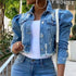 New Incredible Spring Women Sexy Ripped Denim Jackets Vintage Casual Short Jean Jacket Puff Sleeve Winter Female Coat