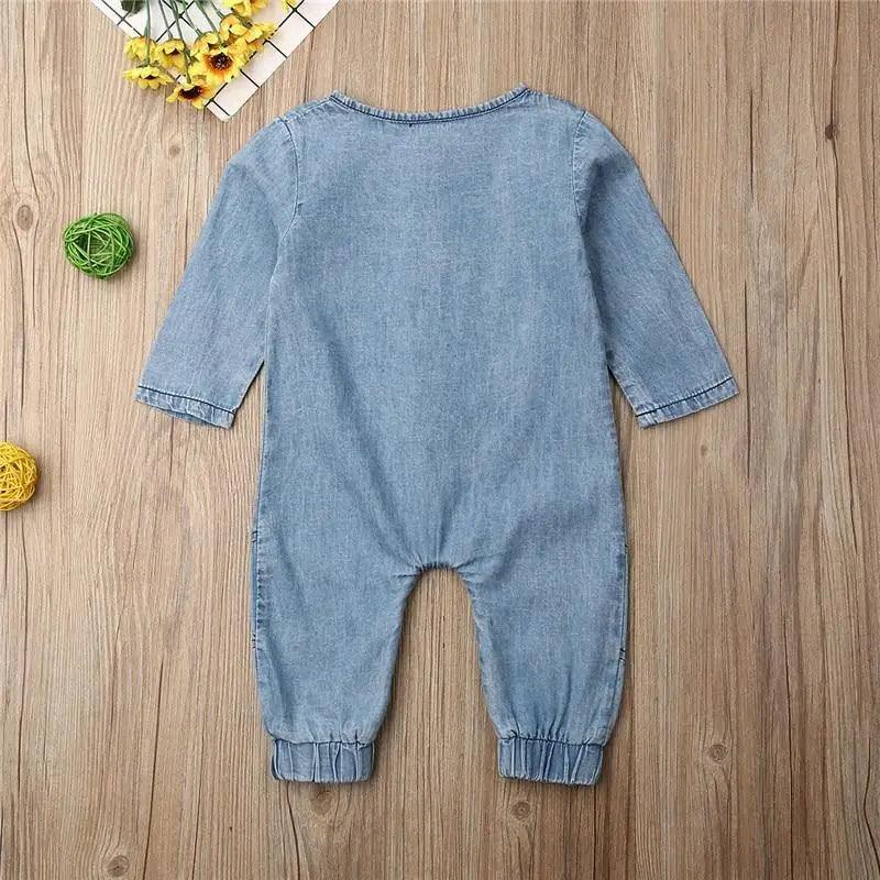 New Infant Kid Baby Girl Boy Clothes Soft Denim Romper Play suit Jumpsuit Outfits 0-24M - STEVVEX Baby - baby, baby birthday clothes, baby boy clothing, baby boy jumpsuits, baby clothing, baby fashion clothing, baby gifts, baby girl dresses, baby items, baby products, baby rompers, baby suits, baby winter clothing, gifts for birthday, kids clothing - Stevvex.com