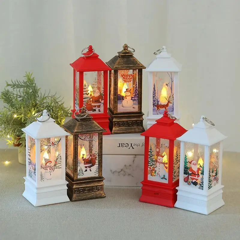 New Luxurious Christmas Ornament LED Lamp Desktop Hanging Santa Claus Elk Lantern Xmas Home Party Decoration Prop