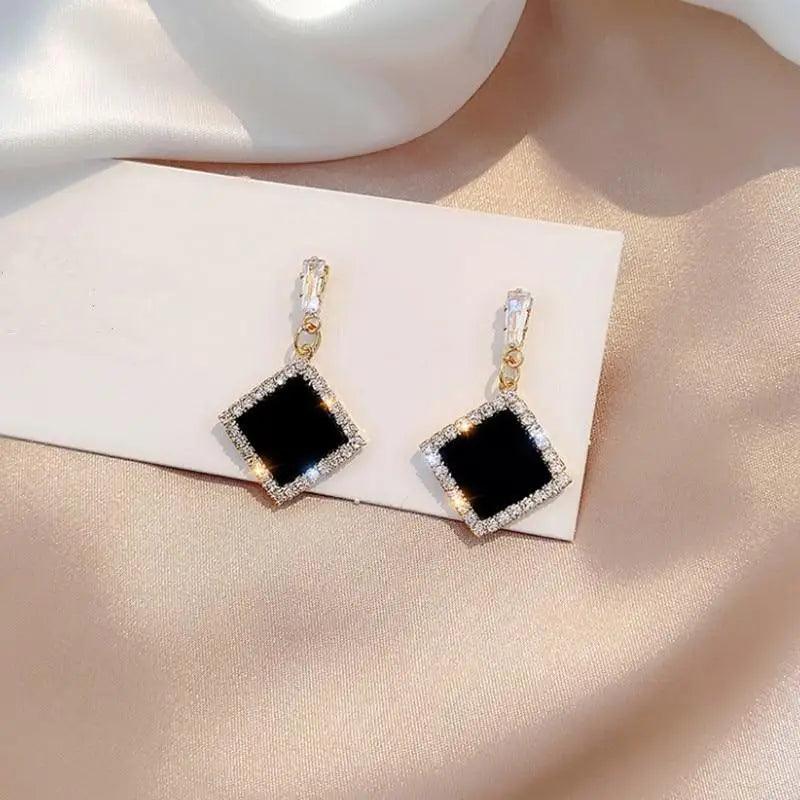 New Luxury Black Round Rhinestone Earrings for Women - Fashion Women Jewelry Earrings for Weddings Party - ALLURELATION - 573, Aesthetic Jewelry, Best Selling Earrings, Best Selling Jewelry, Bohemian Earrings, Cute Earrings, Dangle Earrings, earrings, Fashion Earrings, Fashion Jewelry, Gifts for women, jewelry, Retro Jewelry, Wedding Jewelry, women Earrings, women Fashion earrings - Stevvex.com