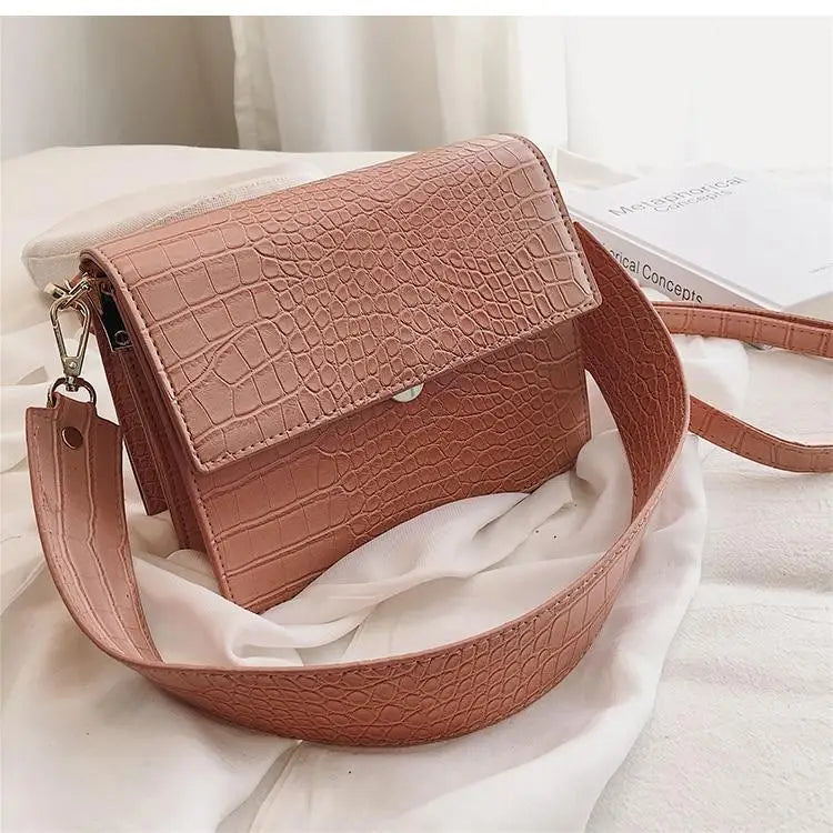 New Luxury Brand Female Flip Square Bag Top Quality Leather Women’s Designer Handbag Crocodile Pattern Shoulder