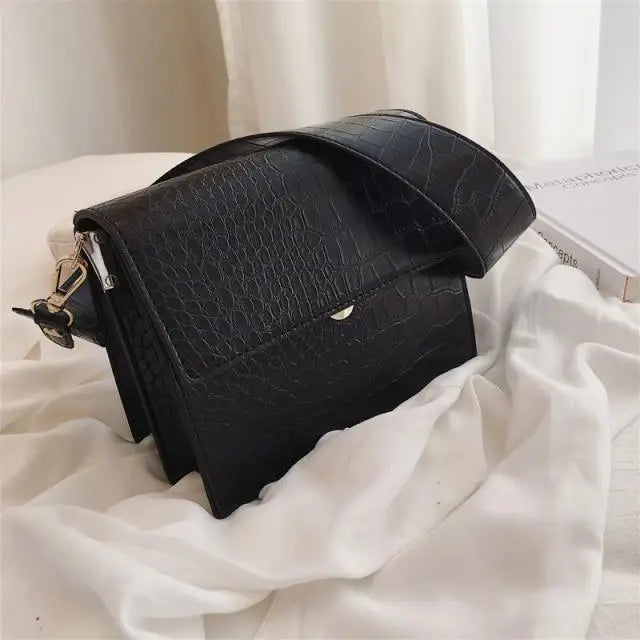 New Luxury Brand Female Flip Square Bag Top Quality Leather Women’s Designer Handbag Crocodile Pattern Shoulder