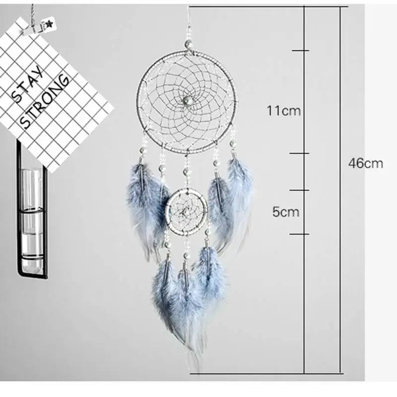 New Luxury Original Silver Gray Dream Catcher 2 Ring Feather Hanging Art Gifts To Bestie Friends Creative Valentine’s