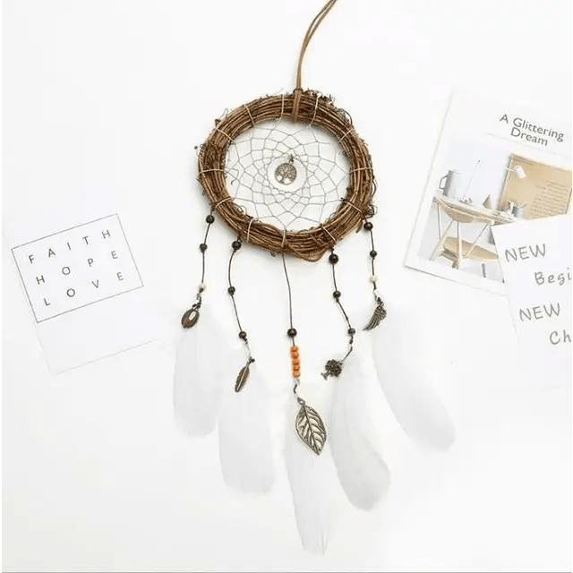 New Luxury Original Silver Gray Dream Catcher 2 Ring Feather Hanging Art Gifts To Bestie Friends Creative Valentine’s