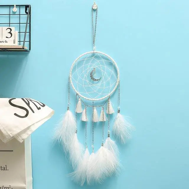 New Luxury Original Silver Gray Dream Catcher 2 Ring Feather Hanging Art Gifts To Bestie Friends Creative Valentine’s