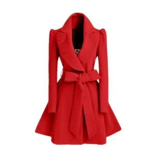 New Popular Women’s Woolen Windbreaker Overcoat Jacket Coats Red XL Autumn And Winter Long Windbreaker Overcoat