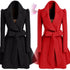 New Popular Women’s Woolen Windbreaker Overcoat Jacket Coats Red XL Autumn And Winter Long Windbreaker Overcoat