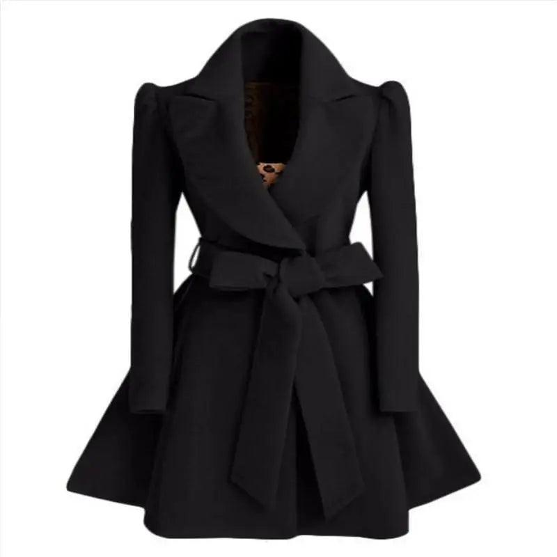 New Popular Women’s Woolen Windbreaker Overcoat Jacket Coats Red XL Autumn And Winter Long Windbreaker Overcoat