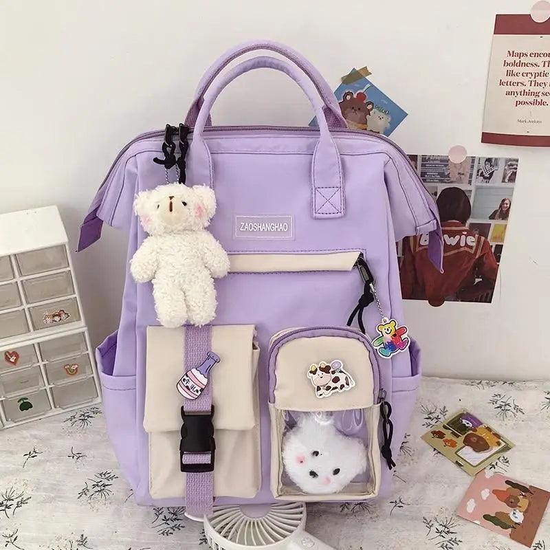 New Purple Waterproof Candy Colors Backpack For Women And Girls Fancy High School Bags for Teenage Girl Cute Travel Bag