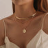 New Sizzling Gold Coin Layered Chain Necklace For Women And Girls Stylish Pearl Moon Choker Collar butterfly Necklace