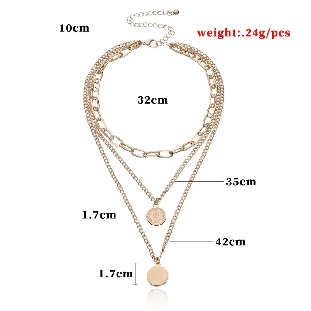 New Sizzling Gold Coin Layered Chain Necklace For Women And Girls Stylish Pearl Moon Choker Collar butterfly Necklace