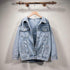 New Sizzling Women’s Denim Jacket Fashionable Streetwear Letter Stylish Chic Printed Ripped Holes Jean Patchwork