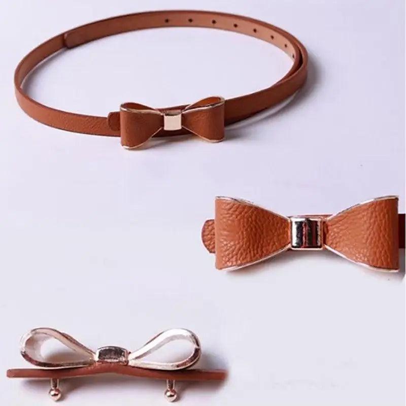 New Slim PU Leather Fashion Bow Waist Belt For Women Casual Dress Retro Design Women Waistband - STIL3797NBCVM