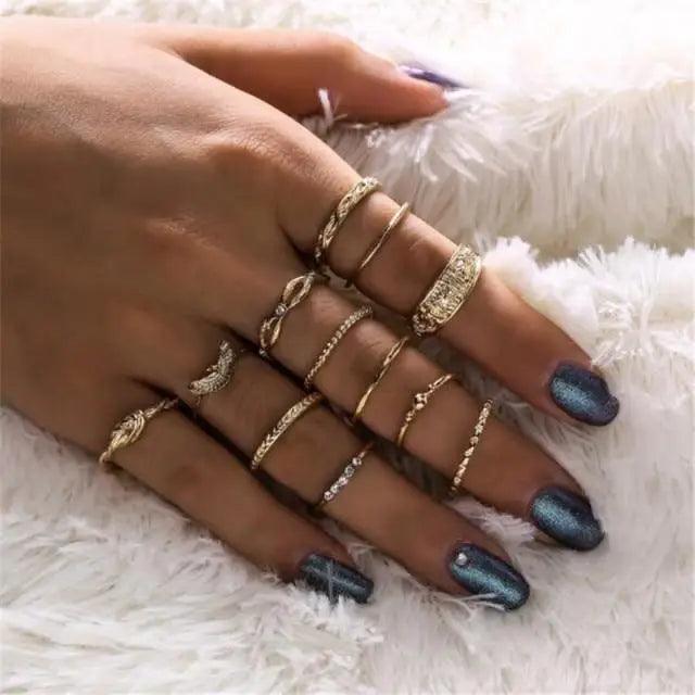 New Sparkling Midi Round Twist Weave Ring Set For Women And Girls - Elegant Classic Knuckle Finger Female Rings