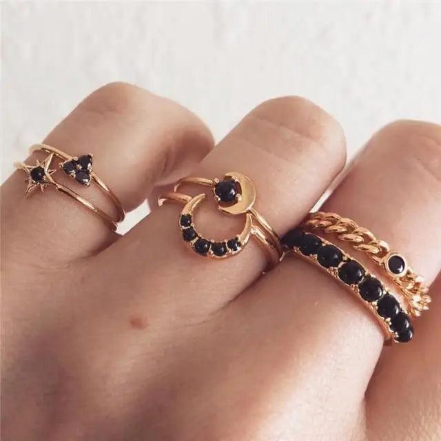 New Sparkling Midi Round Twist Weave Ring Set For Women And Girls - Elegant Classic Knuckle Finger Female Rings