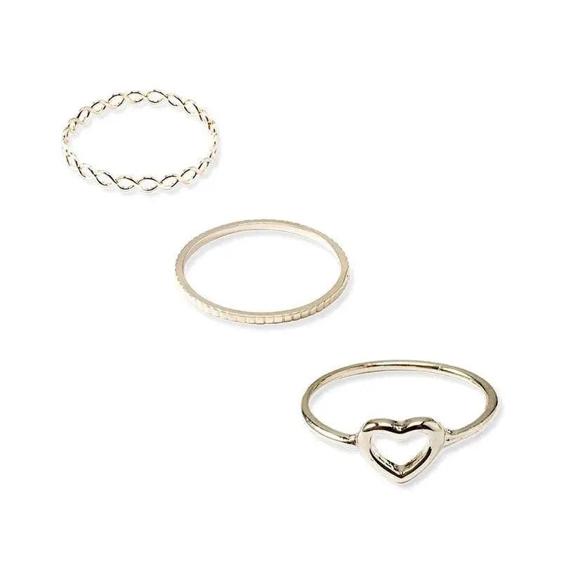 New Sparkling Midi Round Twist Weave Ring Set For Women And Girls - Elegant Classic Knuckle Finger Female Rings