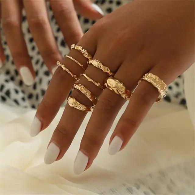 New Sparkling Midi Round Twist Weave Ring Set For Women And Girls - Elegant Classic Knuckle Finger Female Rings - 2