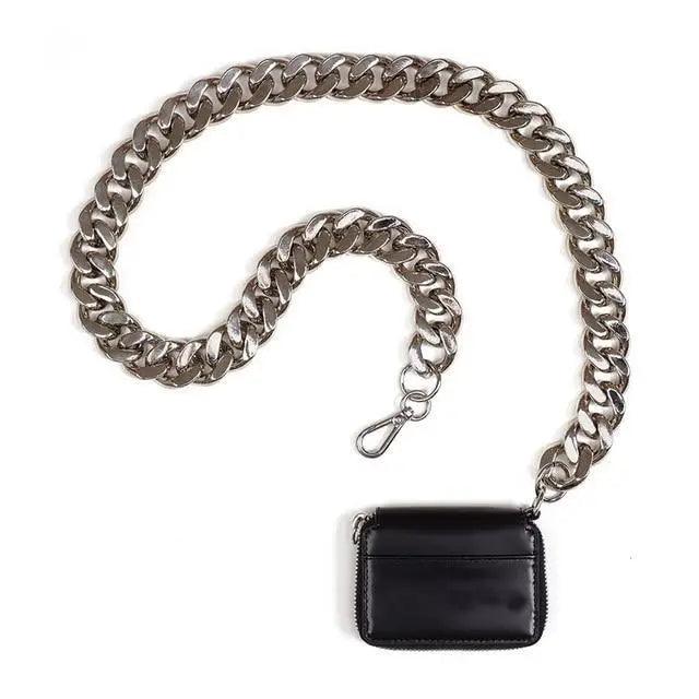 New Sparkling Thick Metal Chain Shoulder Bag Bike Wallet Mini Bag Coin Purse. Fashionable Women Pack Leather Crossbody