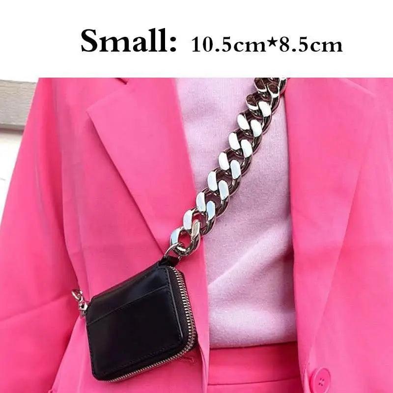 New Sparkling Thick Metal Chain Shoulder Bag Bike Wallet Mini Bag Coin Purse. Fashionable Women Pack Leather Crossbody