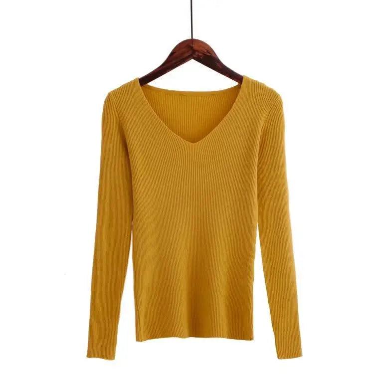 New Stunning Autumn V Neck Sweater Knitted Fashion Womens Sweaters Winter Tops For Women And Girls Pullover Jumper