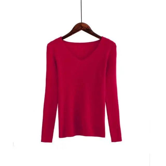 New Stunning Autumn V Neck Sweater Knitted Fashion Womens Sweaters Winter Tops For Women And Girls Pullover Jumper