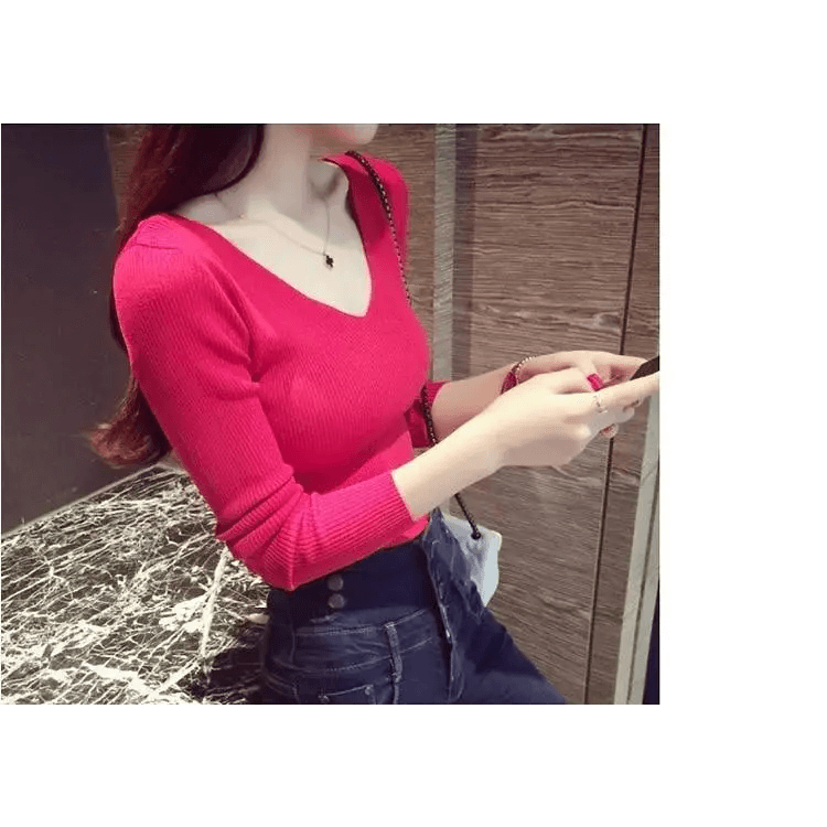 New Stunning Autumn V Neck Sweater Knitted Fashion Womens Sweaters Winter Tops For Women And Girls Pullover Jumper