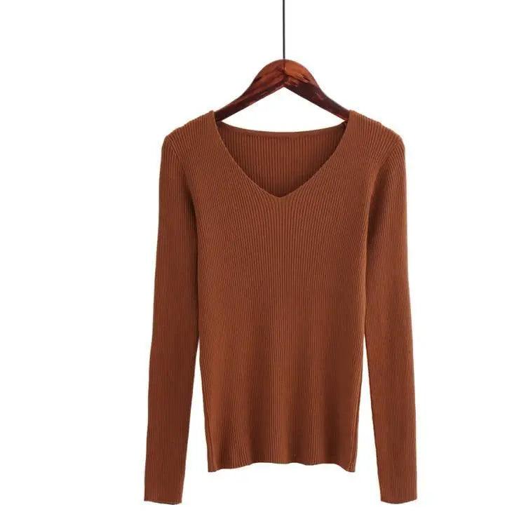 New Stunning Autumn V Neck Sweater Knitted Fashion Womens Sweaters Winter Tops For Women And Girls Pullover Jumper