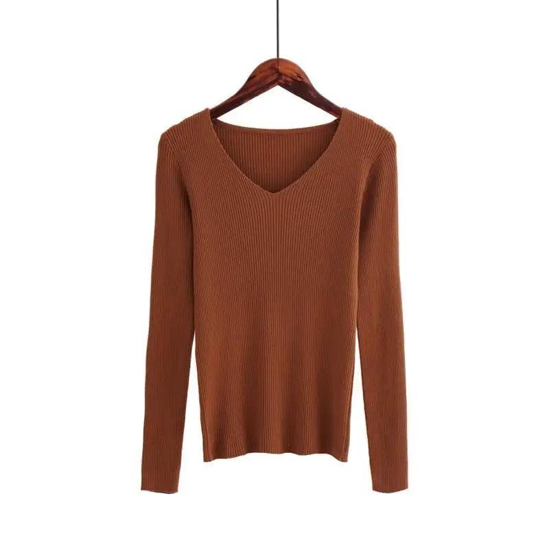 New Stunning Autumn V Neck Sweater Knitted Fashion Womens Sweaters Winter Tops For Women And Girls Pullover Jumper