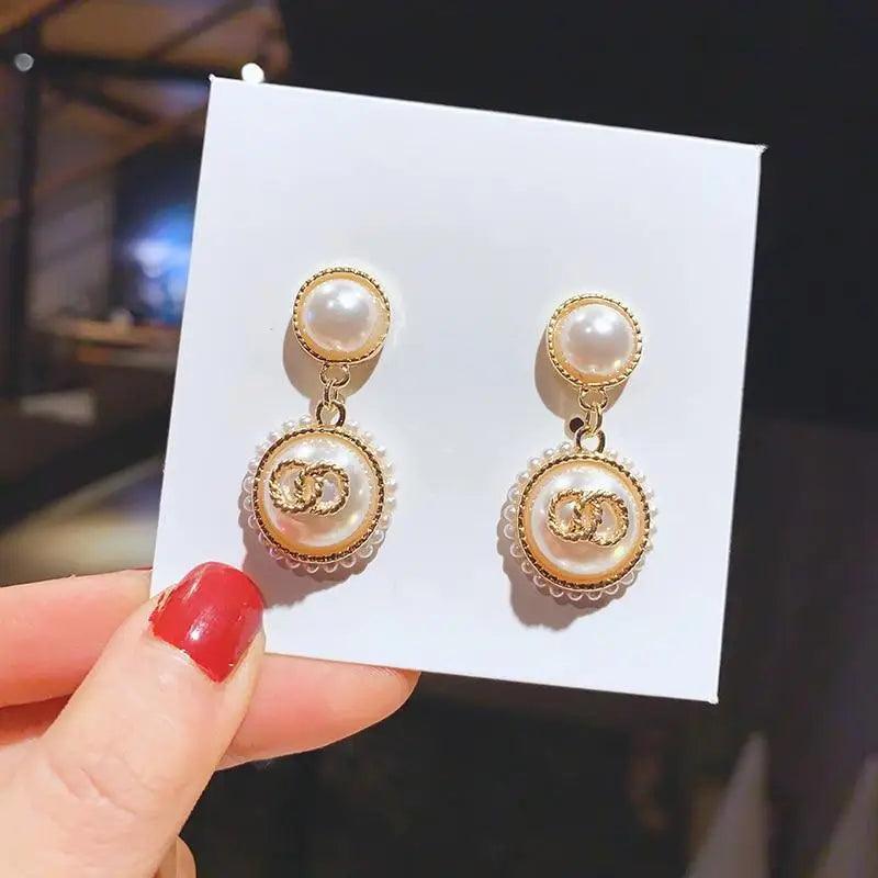 New Stunning Gold Color Pearl Drop Earrings For Women And Girls - Dangle Earrings Wedding Jewelry Gifts - ALU04631SWE