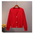 New Stunning Sweater Cardigan For Women Autumn Winter V Neck Pearl Single Breasted Loose Short Thicken Sweater Sweet