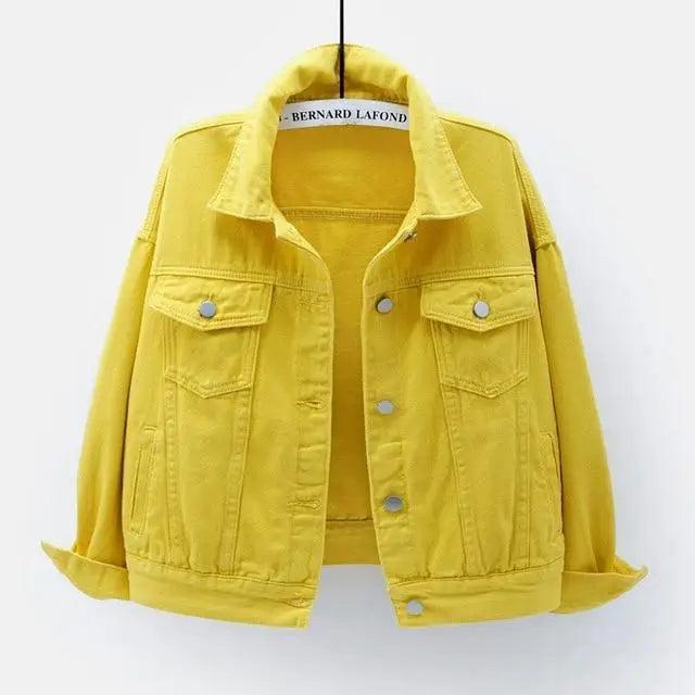 New Stunning Women’s Plus Size Denim Jacket Spring Autumn Short Coat Pink Jean Jackets Casual Tops Purple Yellow