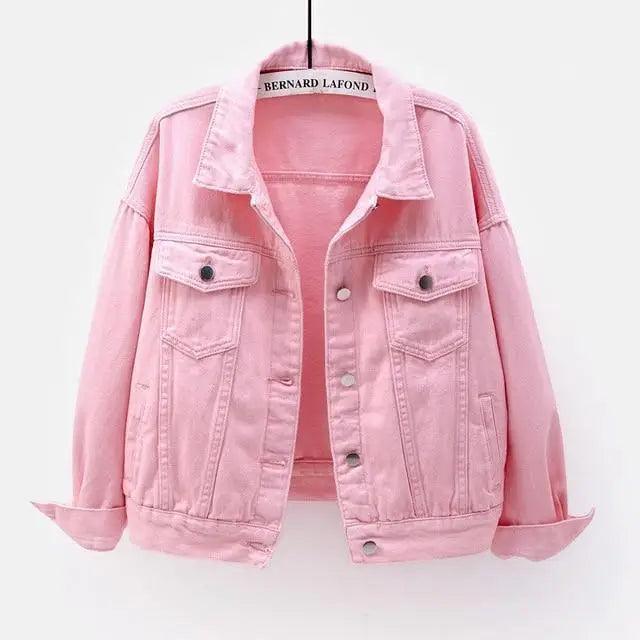 New Stunning Women’s Plus Size Denim Jacket Spring Autumn Short Coat Pink Jean Jackets Casual Tops Purple Yellow