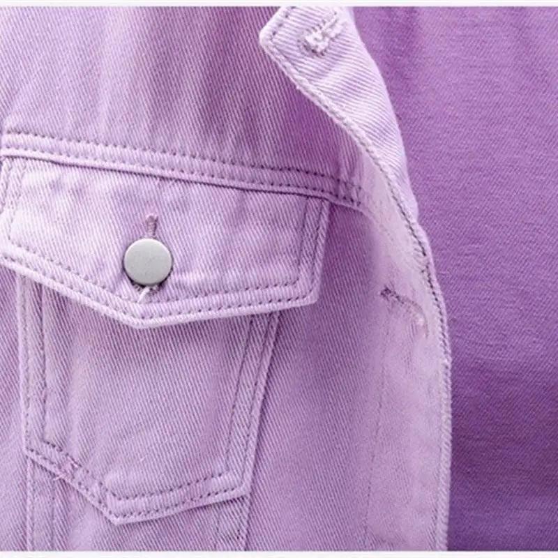 New Stunning Women’s Plus Size Denim Jacket Spring Autumn Short Coat Pink Jean Jackets Casual Tops Purple Yellow