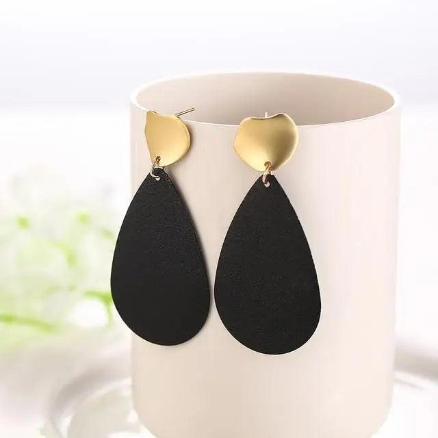 New Summer Style Golden Drop Earrings For Women And Girls Geomatric Black Long Hanging Earring Jewelry Gift - 9