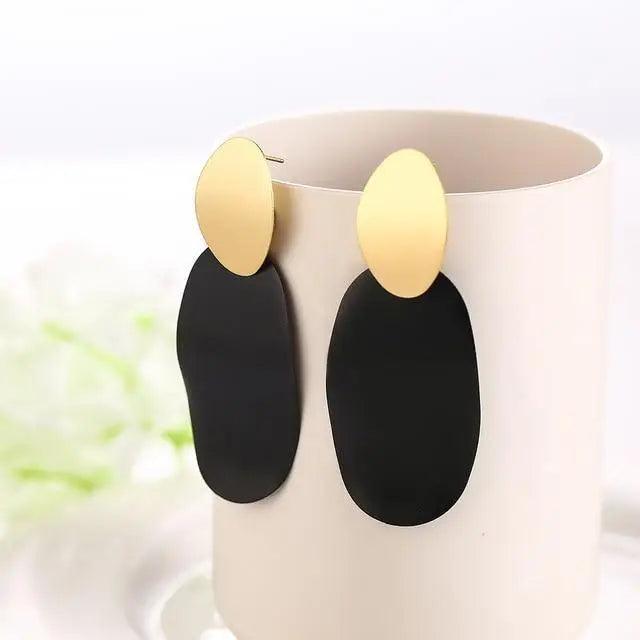 New Summer Style Golden Drop Earrings For Women And Girls Geomatric Black Long Hanging Earring Jewelry Gift - 10