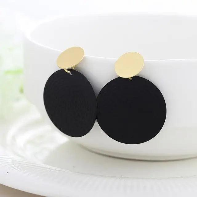 New Summer Style Golden Drop Earrings For Women And Girls Geomatric Black Long Hanging Earring Jewelry Gift