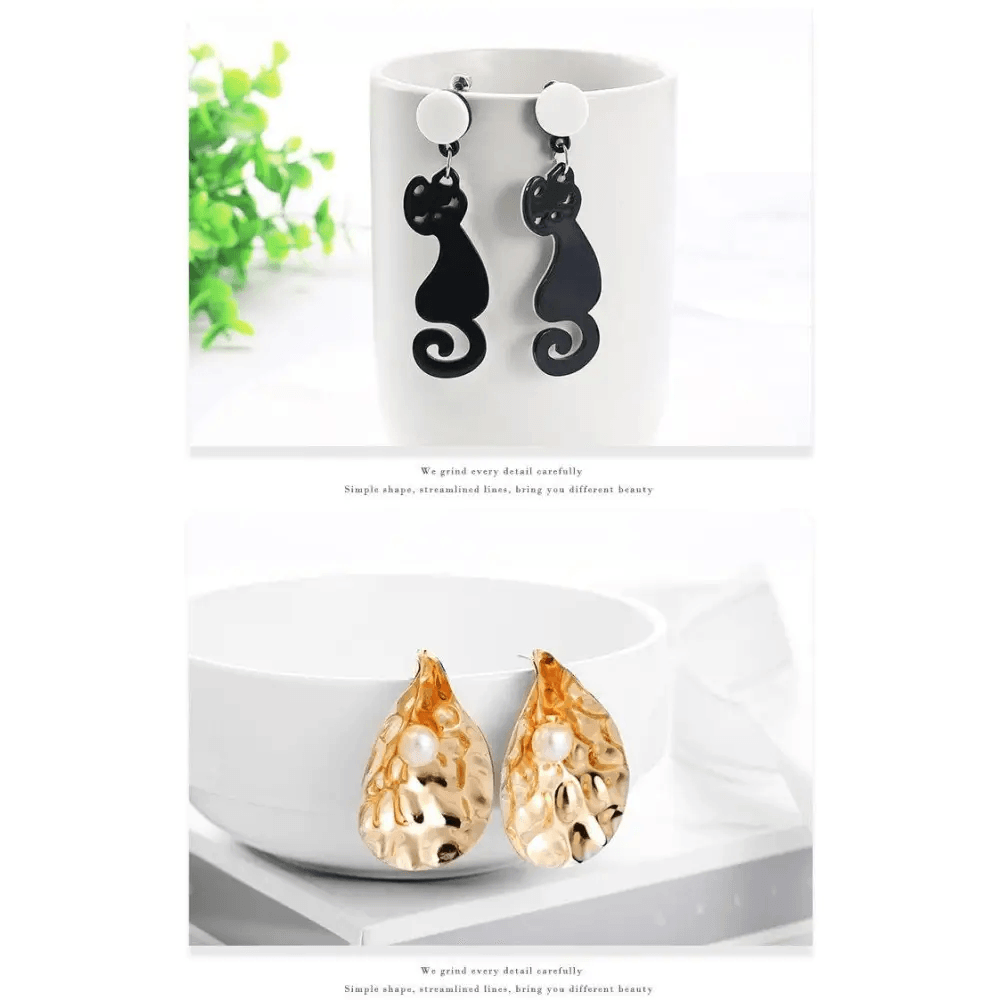 New Summer Style Golden Drop Earrings For Women And Girls Geomatric Black Long Hanging Earring Jewelry Gift