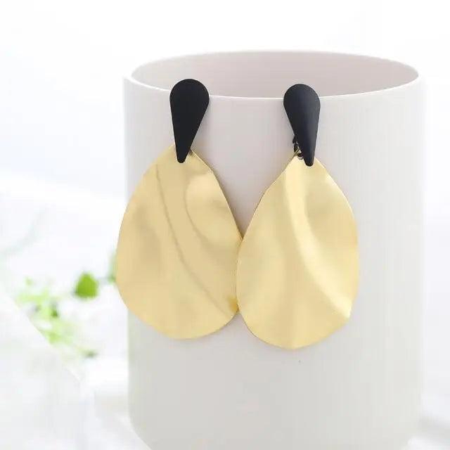 New Summer Style Golden Drop Earrings For Women And Girls Geomatric Black Long Hanging Earring Jewelry Gift - 20