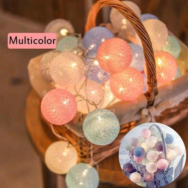 New Trendy 20 LED Cotton Ball Garland String Lights Christmas Fairy Lighting Strings for Outdoor Holiday Wedding Xmas