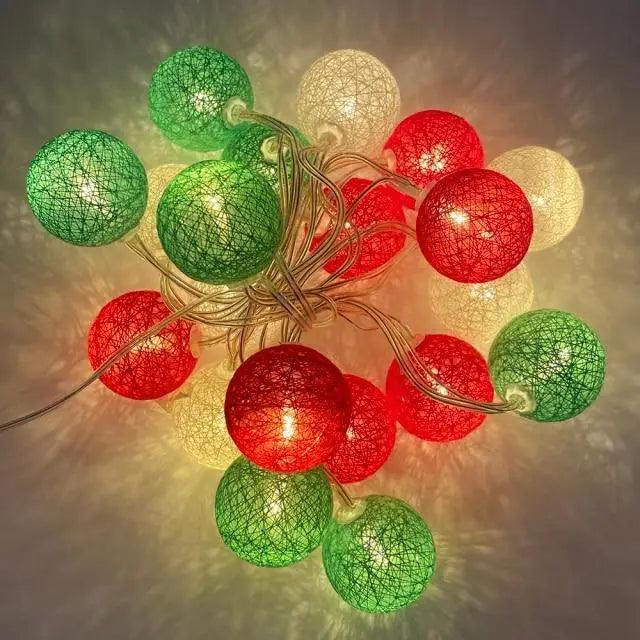 New Trendy 20 LED Cotton Ball Garland String Lights Christmas Fairy Lighting Strings for Outdoor Holiday Wedding Xmas