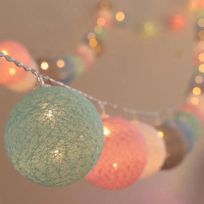 New Trendy 20 LED Cotton Ball Garland String Lights Christmas Fairy Lighting Strings for Outdoor Holiday Wedding Xmas