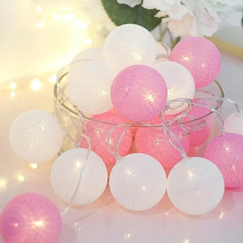 New Trendy 20 LED Cotton Ball Garland String Lights Christmas Fairy Lighting Strings for Outdoor Holiday Wedding Xmas