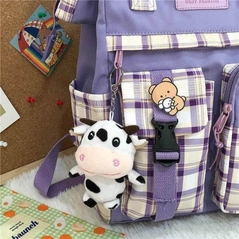 New Trendy Casual Women Purple Backpacks Fashionable Black Cow Pattern Travel Bag And School Bag for Teenager And Girls