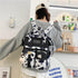 New Trendy Casual Women Purple Backpacks Fashionable Black Cow Pattern Travel Bag And School Bag for Teenager And Girls