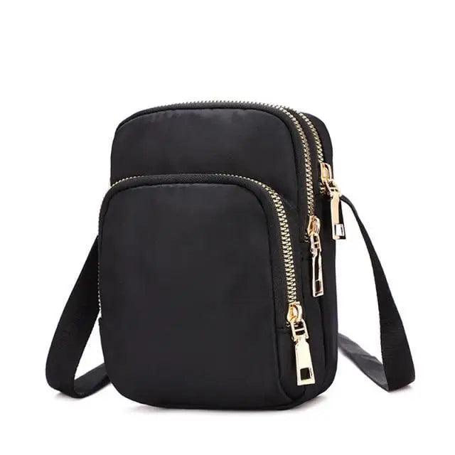 New Trendy Crossbody Zipper Shoulder Bag For Ladies And Girls Multifunction Handbag Wrist Purse For Females - Black