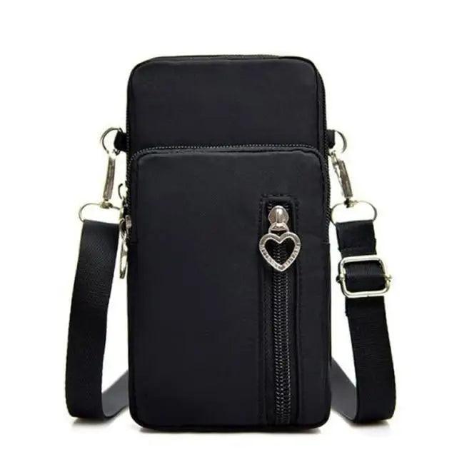 New Trendy Crossbody Zipper Shoulder Bag For Ladies And Girls Multifunction Handbag Wrist Purse For Females - Black