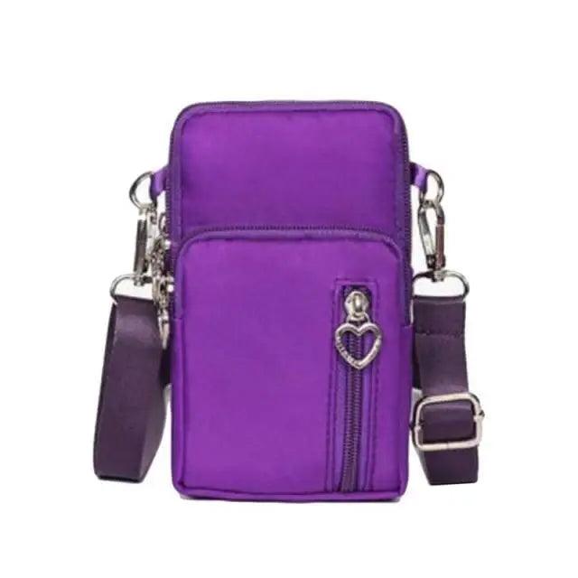 New Trendy Crossbody Zipper Shoulder Bag For Ladies And Girls Multifunction Handbag Wrist Purse For Females - Purple