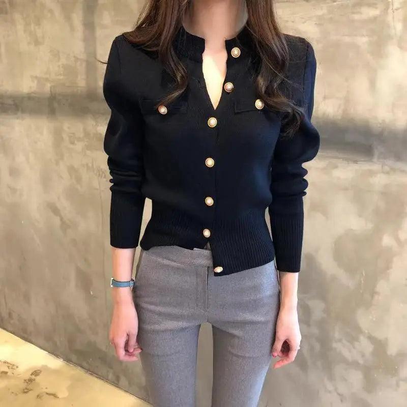 New Trendy Fashionable Women’s Cardigan Sweater Spring Knitted Long Sleeve Short Coat Casual Single Breasted Slim