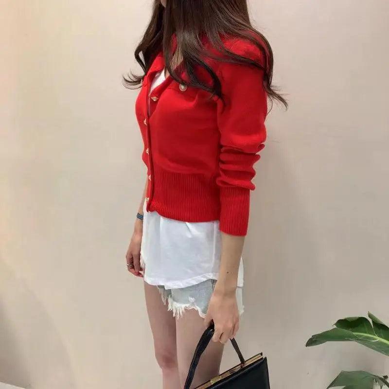 New Trendy Fashionable Women’s Cardigan Sweater Spring Knitted Long Sleeve Short Coat Casual Single Breasted Slim