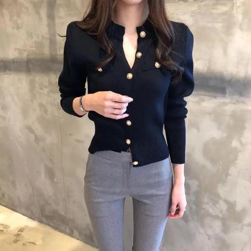 New Trendy Fashionable Women’s Cardigan Sweater Spring Knitted Long Sleeve Short Coat Casual Single Breasted Slim